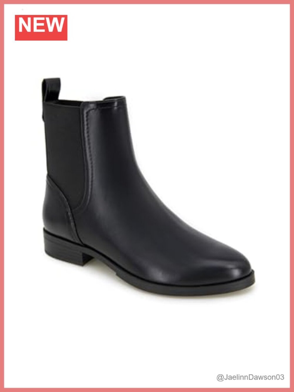 Faux Leather Chelsea Ankle Boots Almond Toe Block Heel Pull-On Calf High